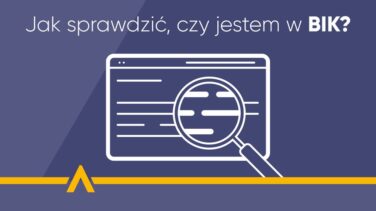 Ikona lupy na tle strony internetowej z napisem "Jak sprawdzić, czy jestem w BIK?"